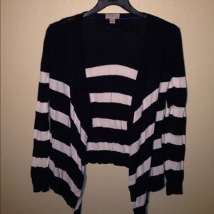 Navy and white Loft striped cardigan M